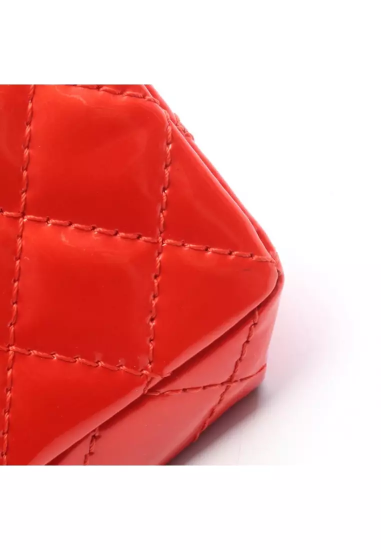 Pre-Loved Chanel 2.55 matelasse clutch Shoulder bag Patent leather Red gold hardware