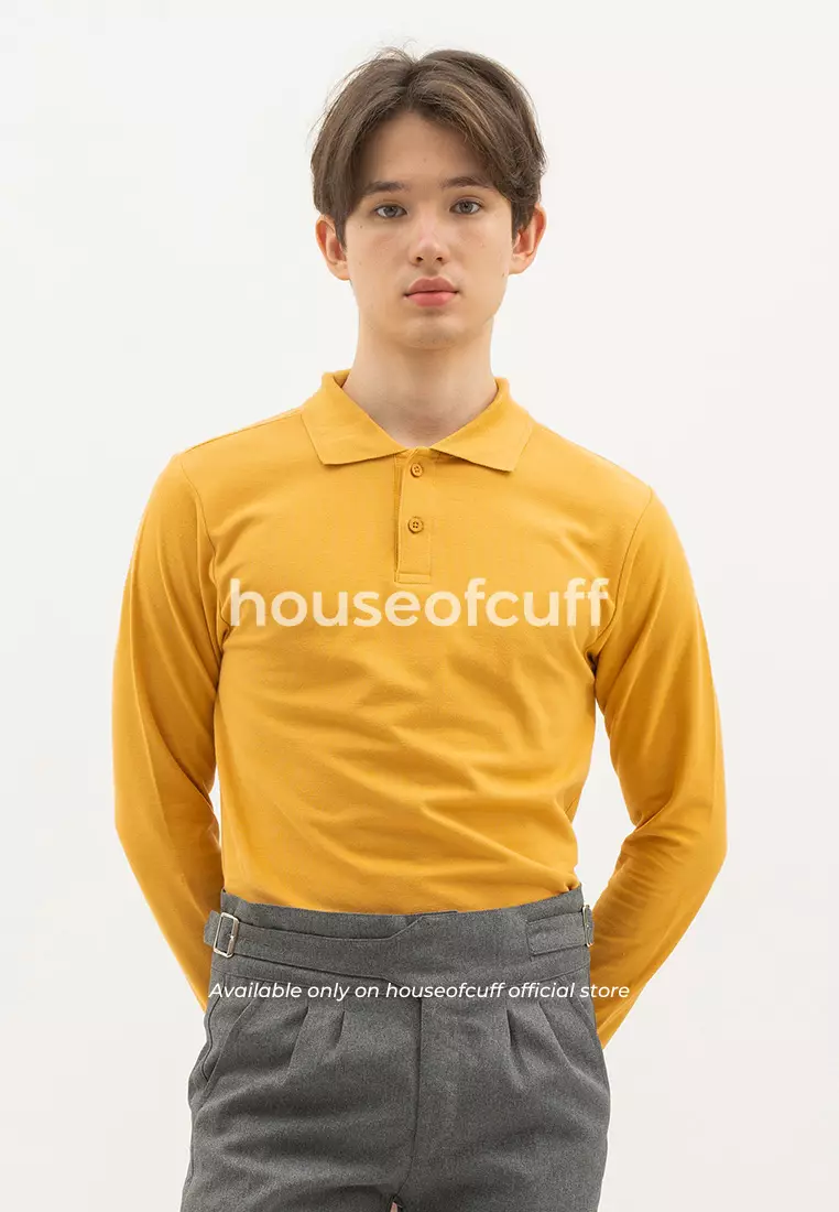 Houseofcuff polo shirt kaos kerah polo lengan panjang slim fit Mustard