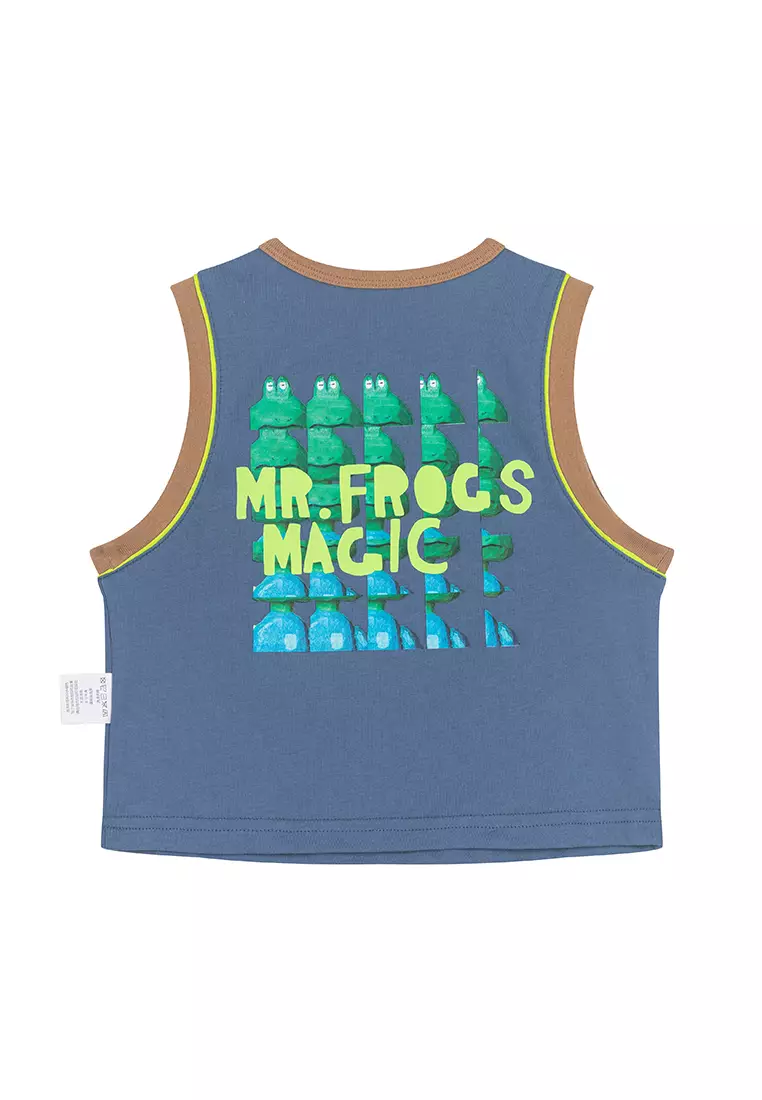 男小童背心套装帅气字母印花运动无袖套装