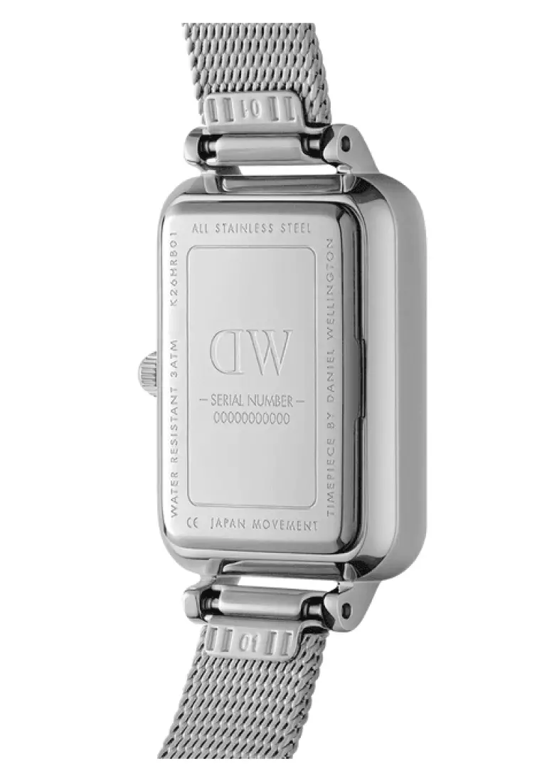 Quadro 20x26mm Pressed Lumine with White dial Silver - Crystals Watch for women - jam tangan perempuan jam tangan wanita - Fashion watch - DW Official - Authentic - Crystals