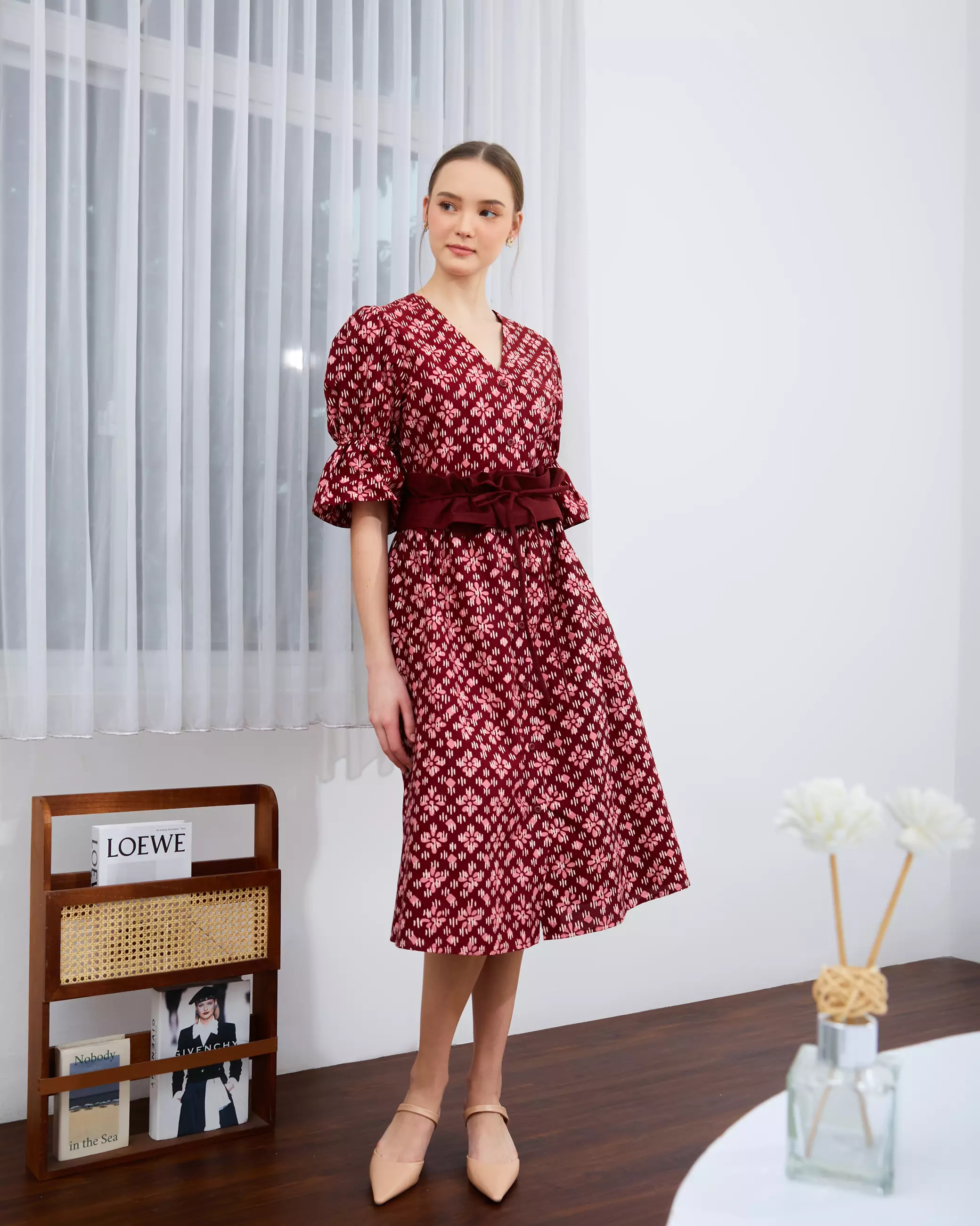 Nayara Dress Batik Nara Maroon