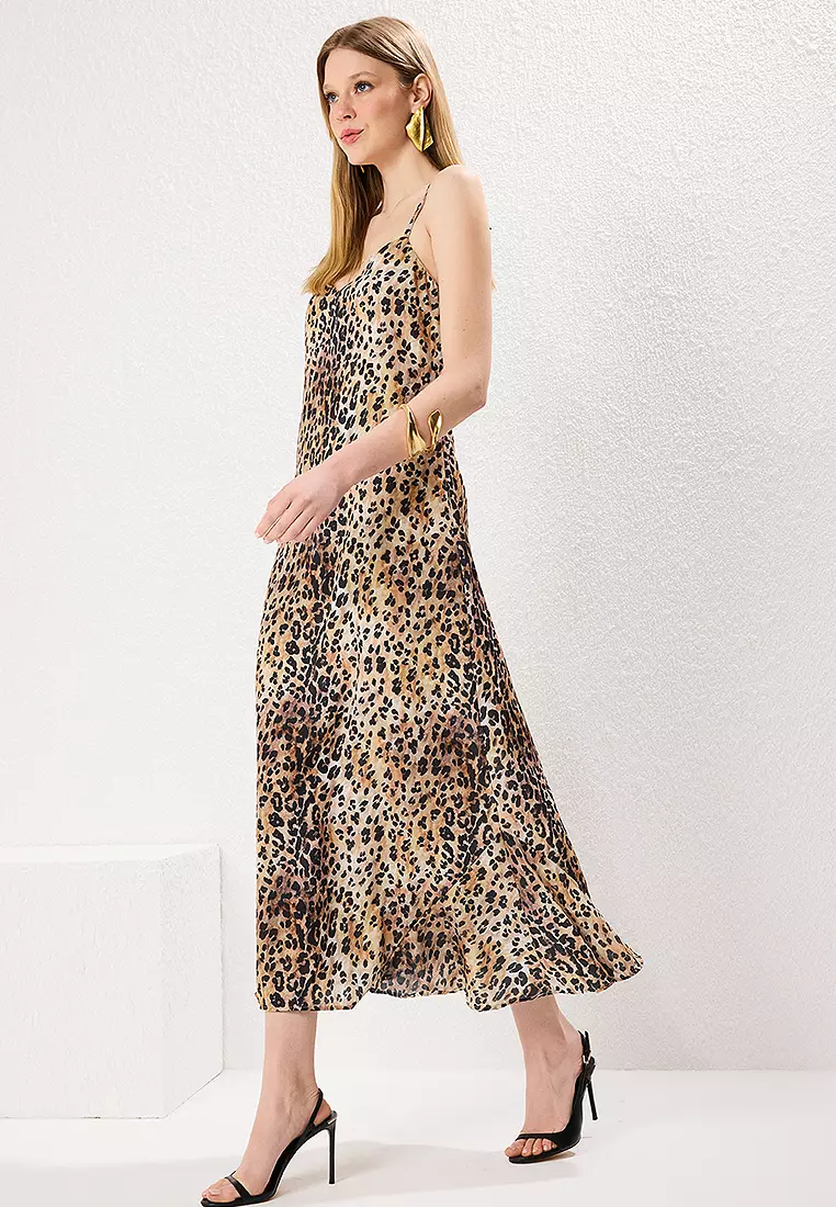 Leopard Print Maxi Woven Dress
