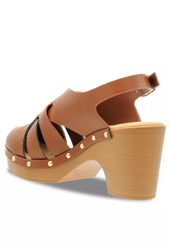 Solid Tone Wooden Casual Heels