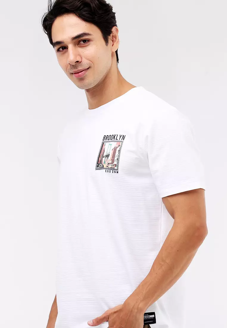 Round Neck Streaky Short Sleeves