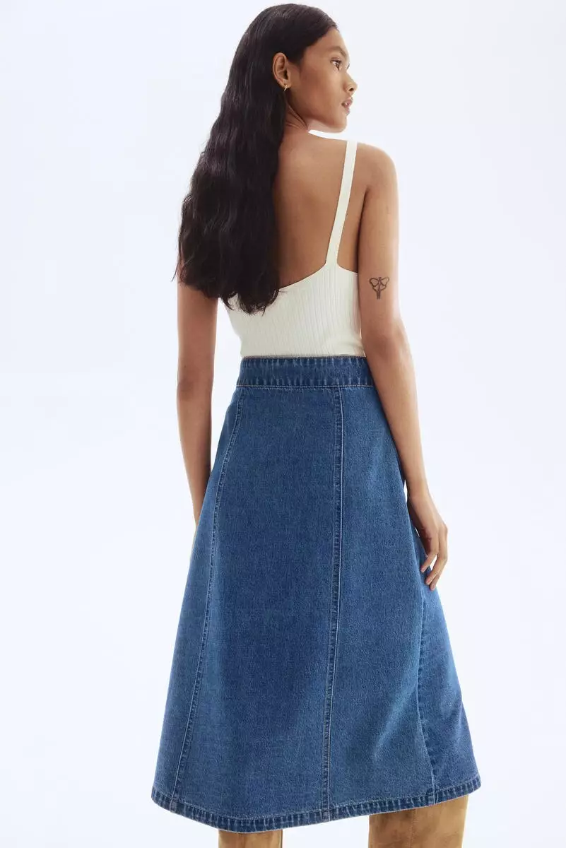 Denim Midi Long Blue Jean Skirts H&m Denim Midi Skirt Denim