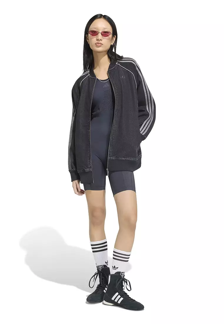 Lifestyle SST OVERSIZED DENIM TRACKTOP Women Black KQ6471