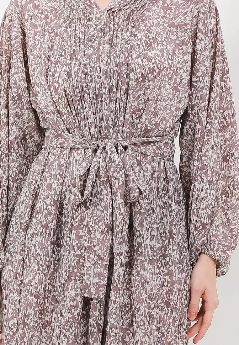 Self Tie Pintuct Maxi Dress