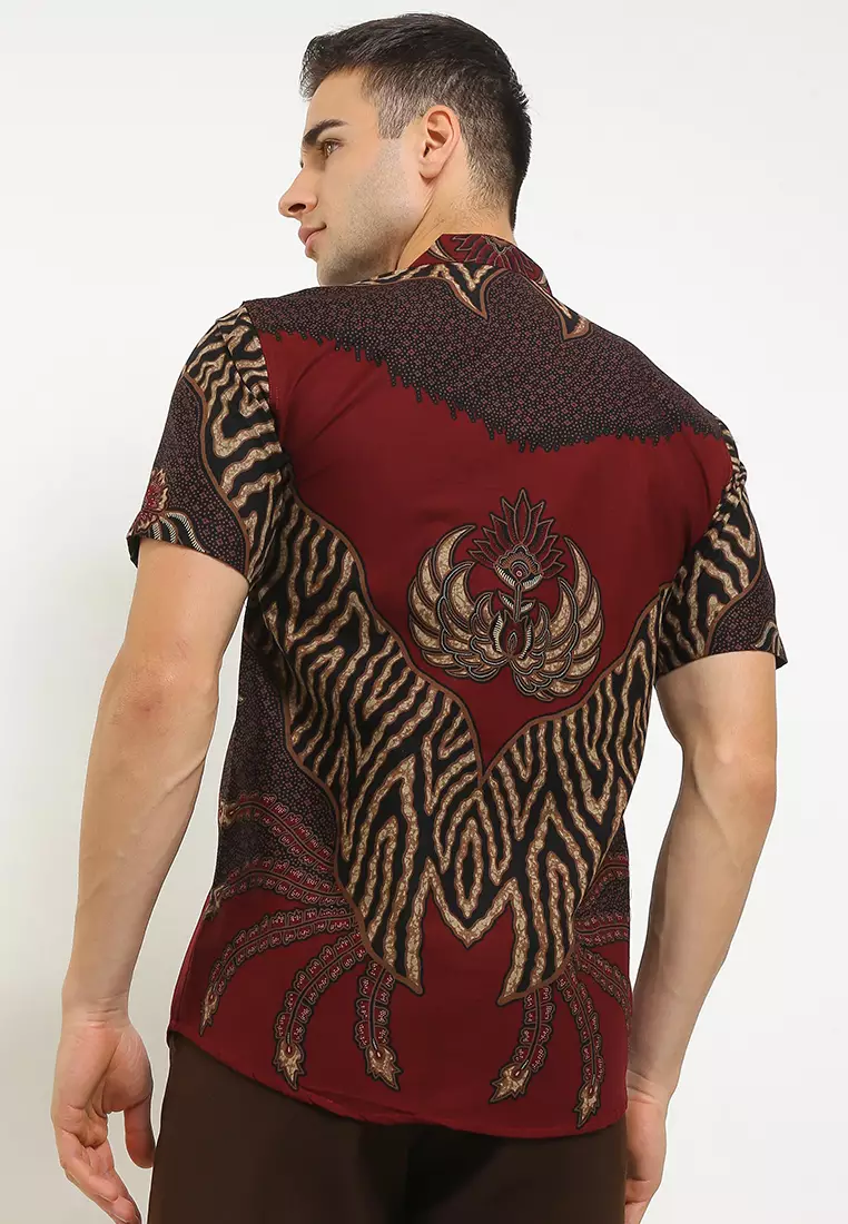 BATIK TALENTA EXCLUSIVE Lengan pendek slimfit SHANGHAI GRIL RED 01