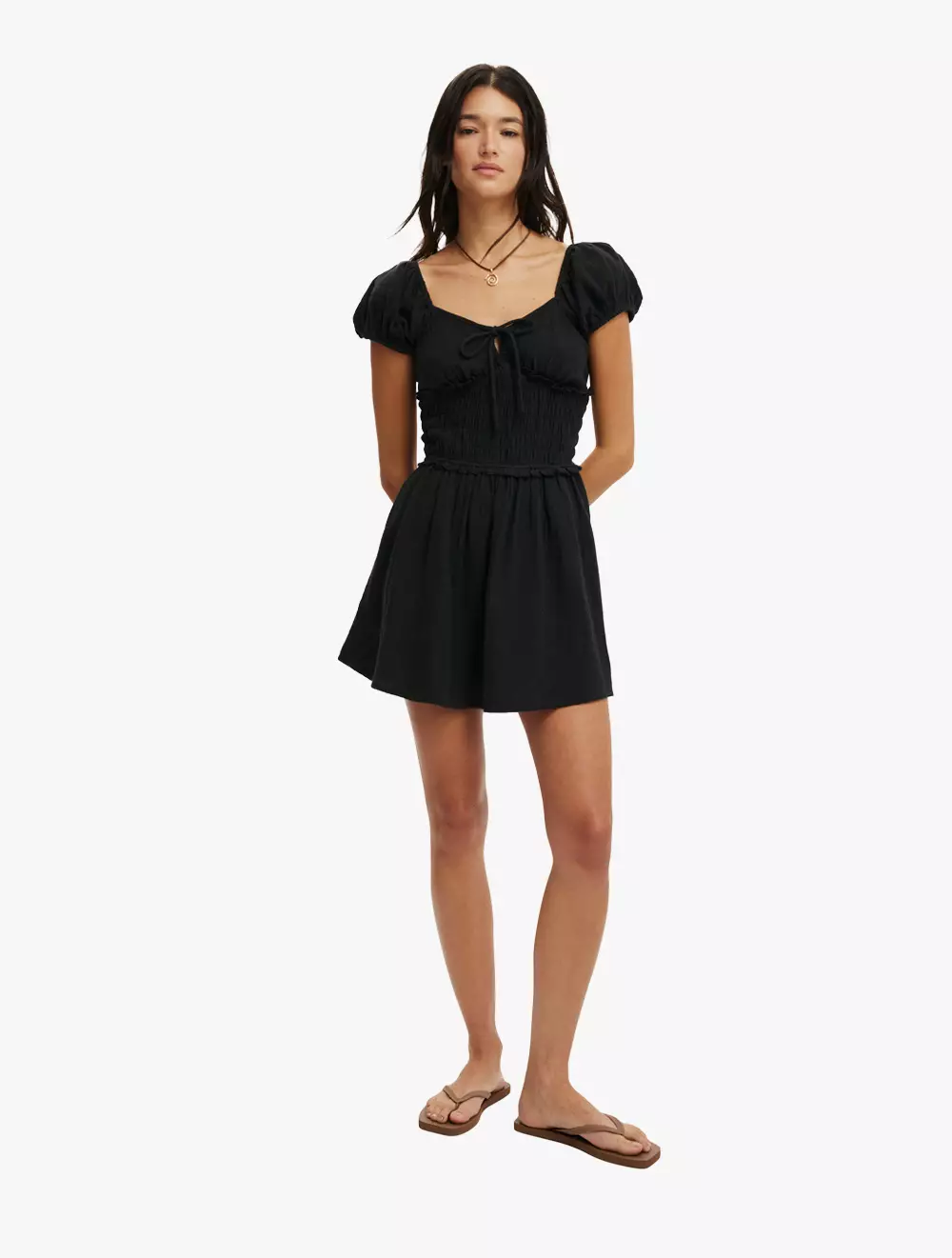 COTTON ON - DRESSES - CHARLIE OPEN BACK MINI SUNDRESS - BLACK