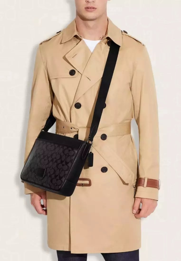 Coach District Crossbody In Signature Canvas Charcoal Black