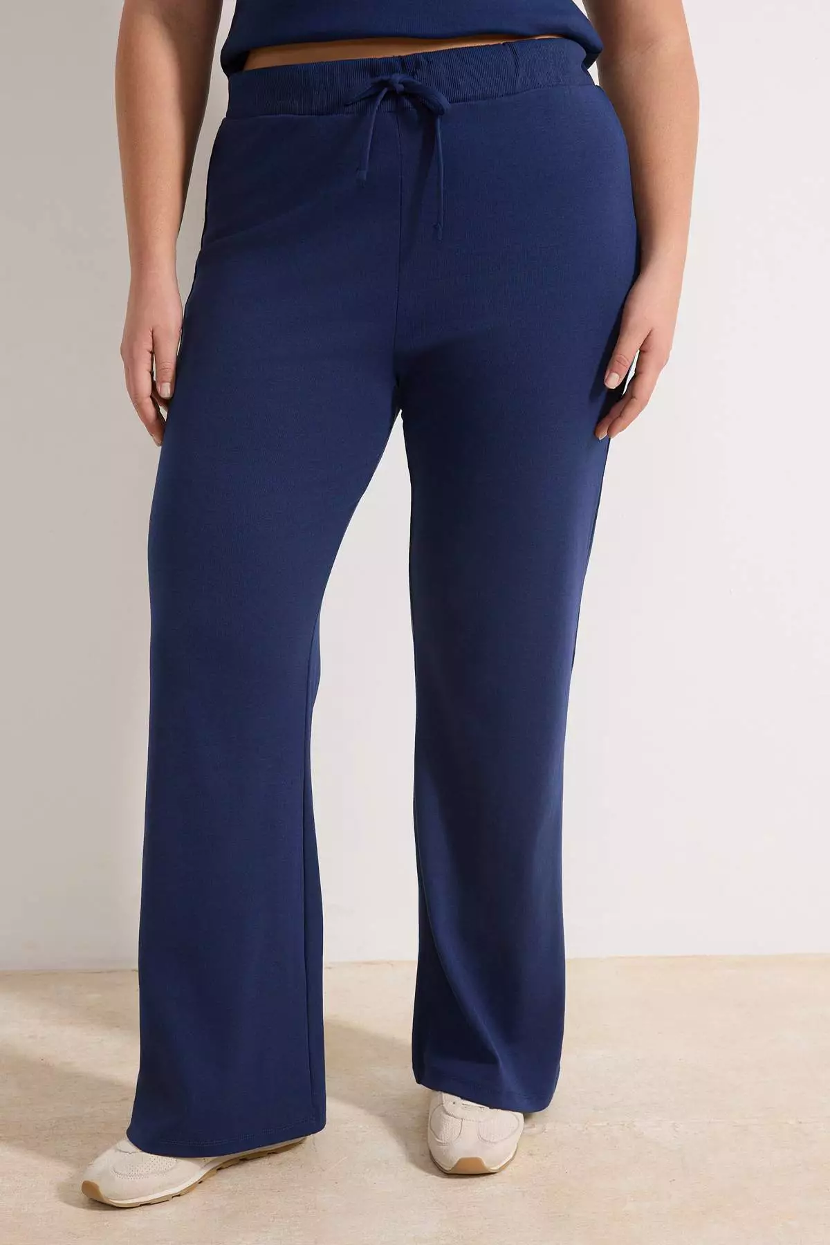 Navy Blue Fitted/Bodycon Ribbed Stretch Knitted Top And Bottom Set Tbbss25Cp00024
