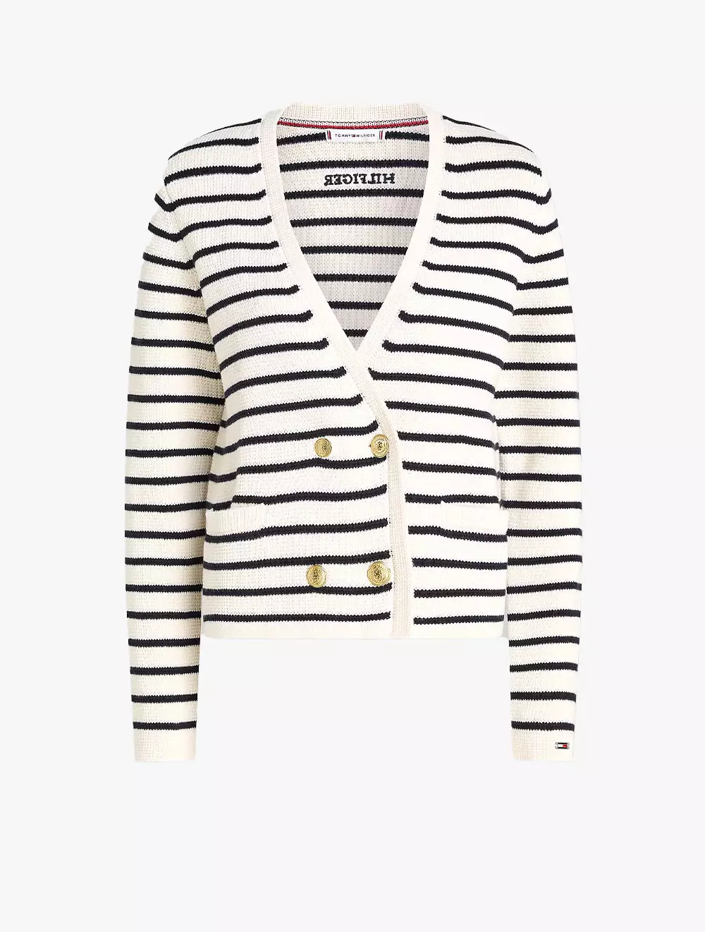 TOMMY HILFIGER - Breton Stripe Cardigan - White - White