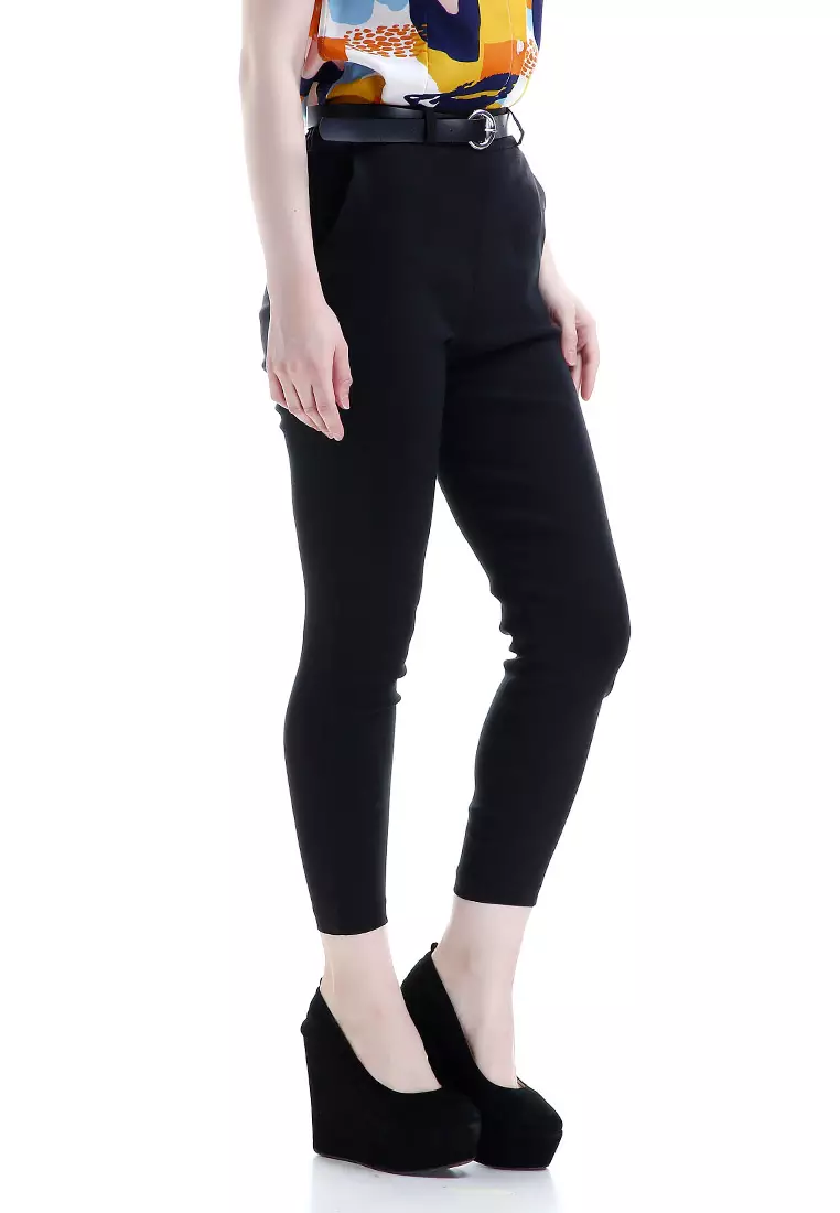 Hazel Celana Chino Wanita Bawahan Kasual Baggy Pants Woman - Hitam