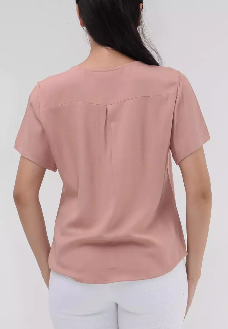 Short Sleeves V-neck Blouse
