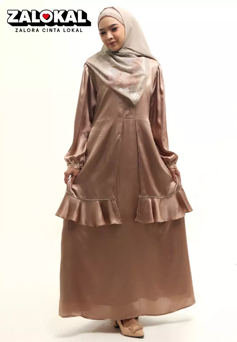 Jual RABBANI Rabbani - Gamis Dress Muslim Qanzaya Exclusive Khaky ...