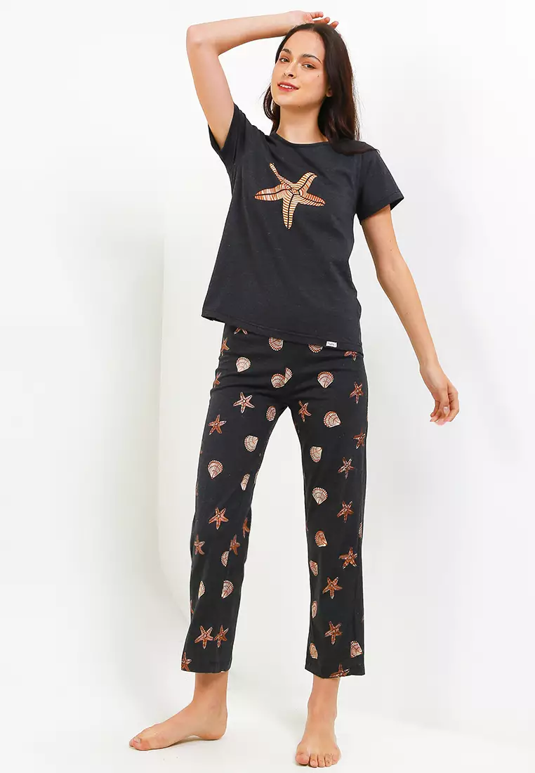 Pyjama Baju Tidur Short Sleeve Long Pants Sleepwear