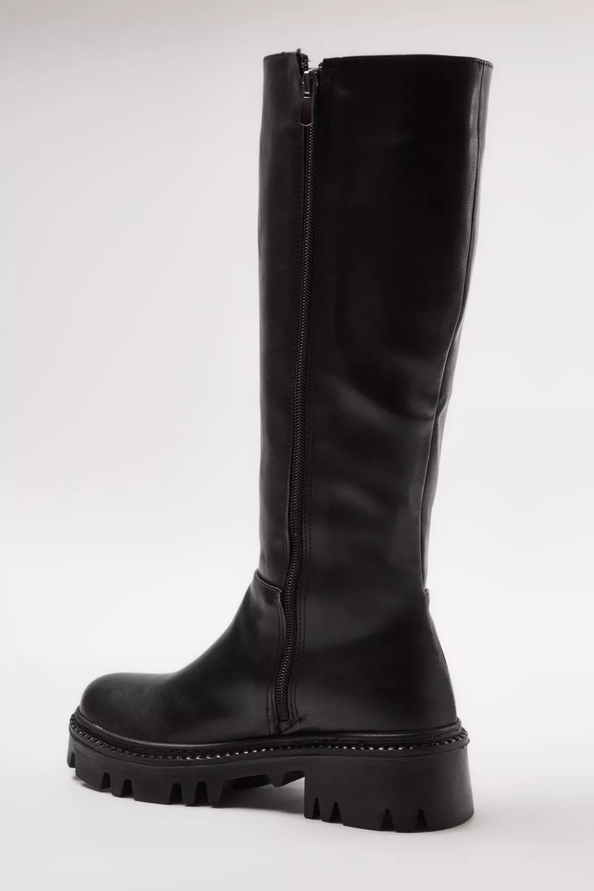 Black Thick Soled Women's Zippered Boots Takaw25Cz00005