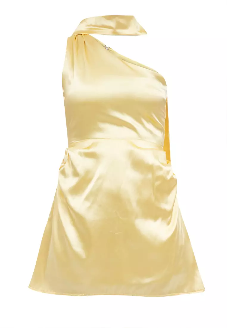 Sabina One-Shoulder Draped Mini Dress