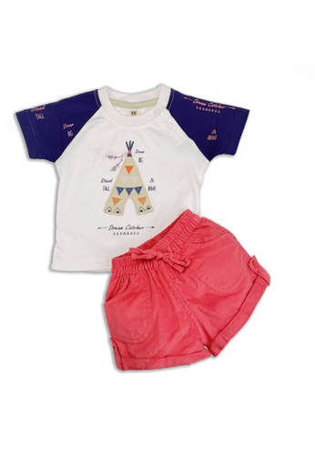 Toffyhouse red and blue Toffyhouse dream catcher shorts & t-shirt Set 74E8EKA3879CC6GS_1