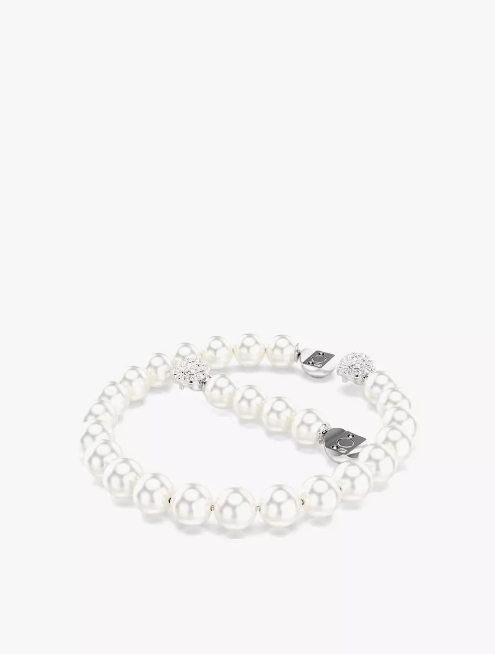 Matrix Bracelet, Crystal Pearl, White, Rhodium Plated