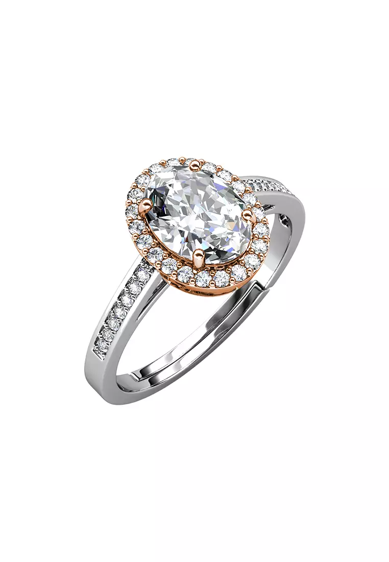 Berlian Moissanite La Reine Ring Dual Tone [GRA CERTIFICATE MOISSANITE DIAMOND] - Cincin 1.5ct Moissanite Berlian with 925 Silver CELESTA by Her Jewellery