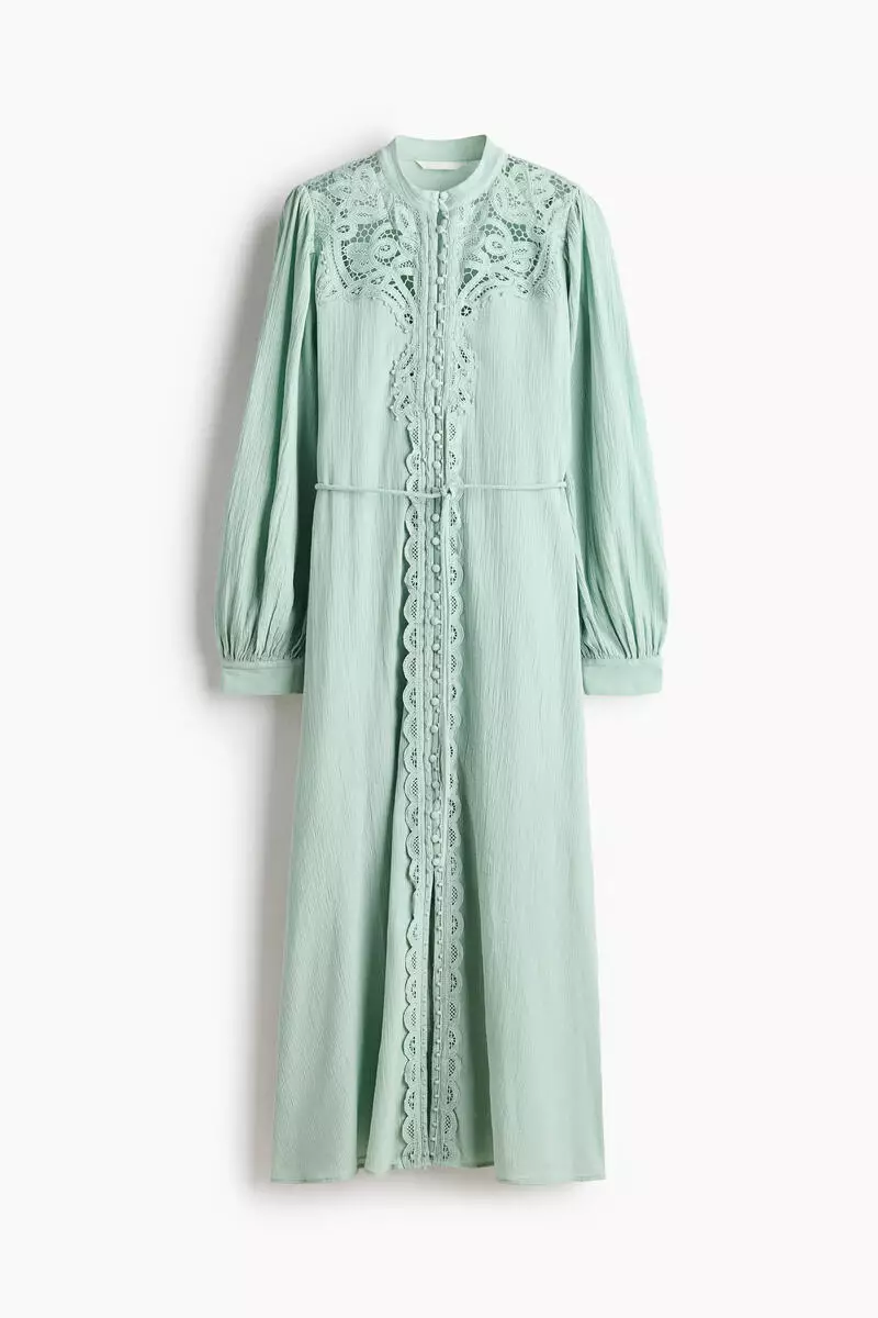 Lace-detail cotton dress