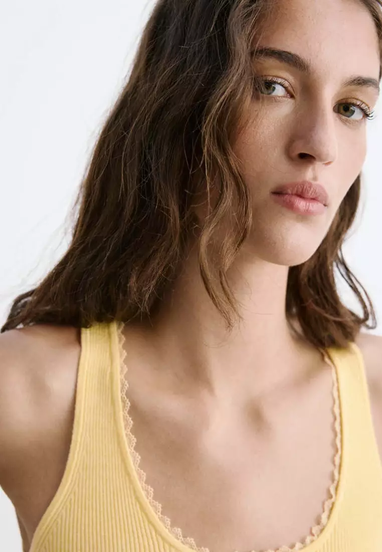 Ribbed Top With Lace Detail