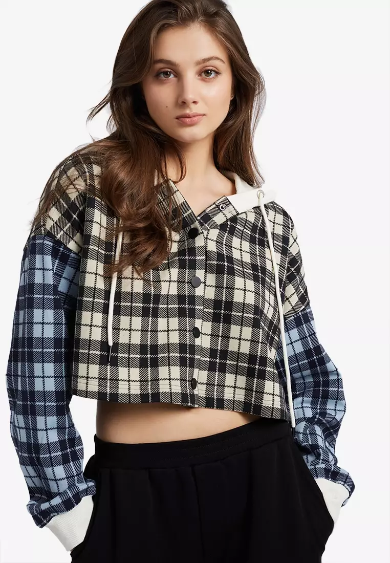 Checked deals cropped jacket