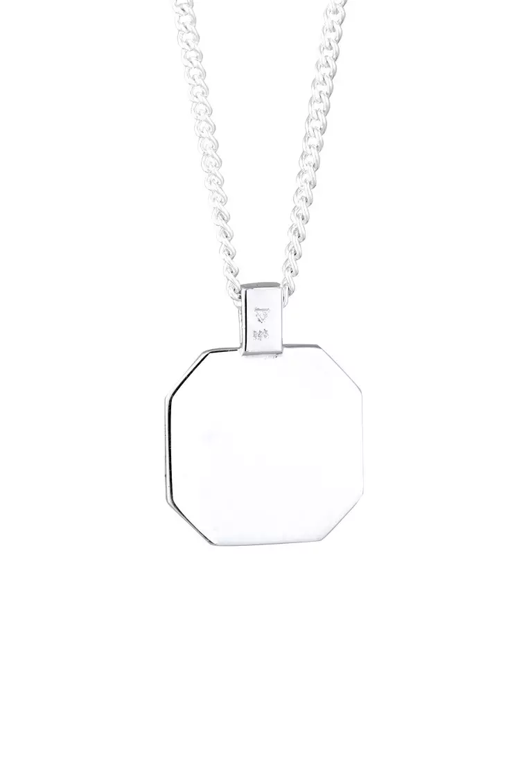 EXCLUSIVE Kalung Perhiasan Perak 925 Pria Square Armouredchain Enamel