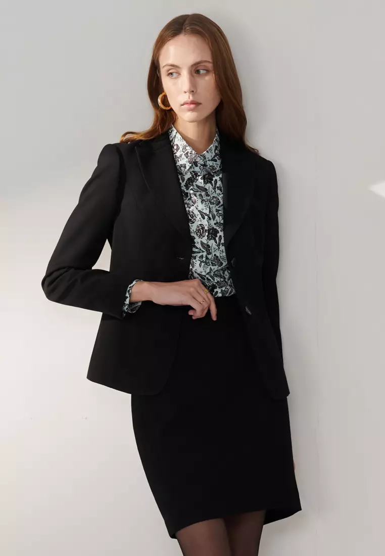 Black Textured Wide Peak Lapel Suit