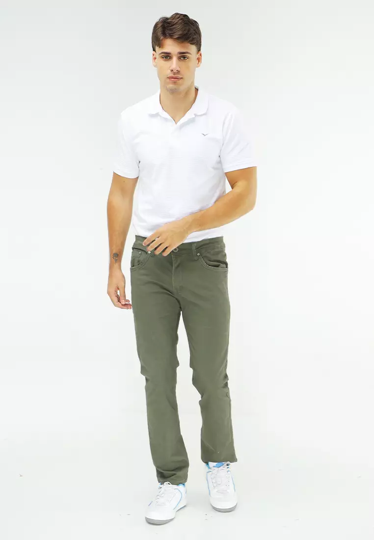 Colored Long Pants Slim Tapered Stretch