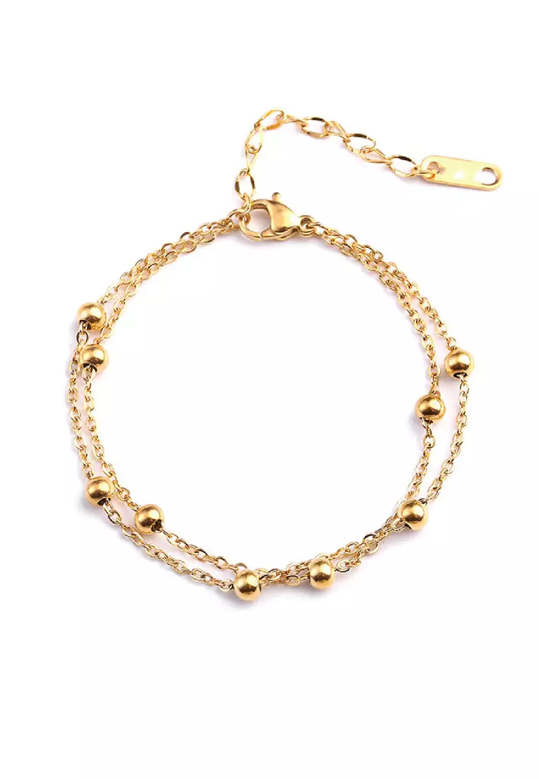 Buy CELOVIS Dottie Dainty Ball Beads Multi Layer Chain Bracelet In