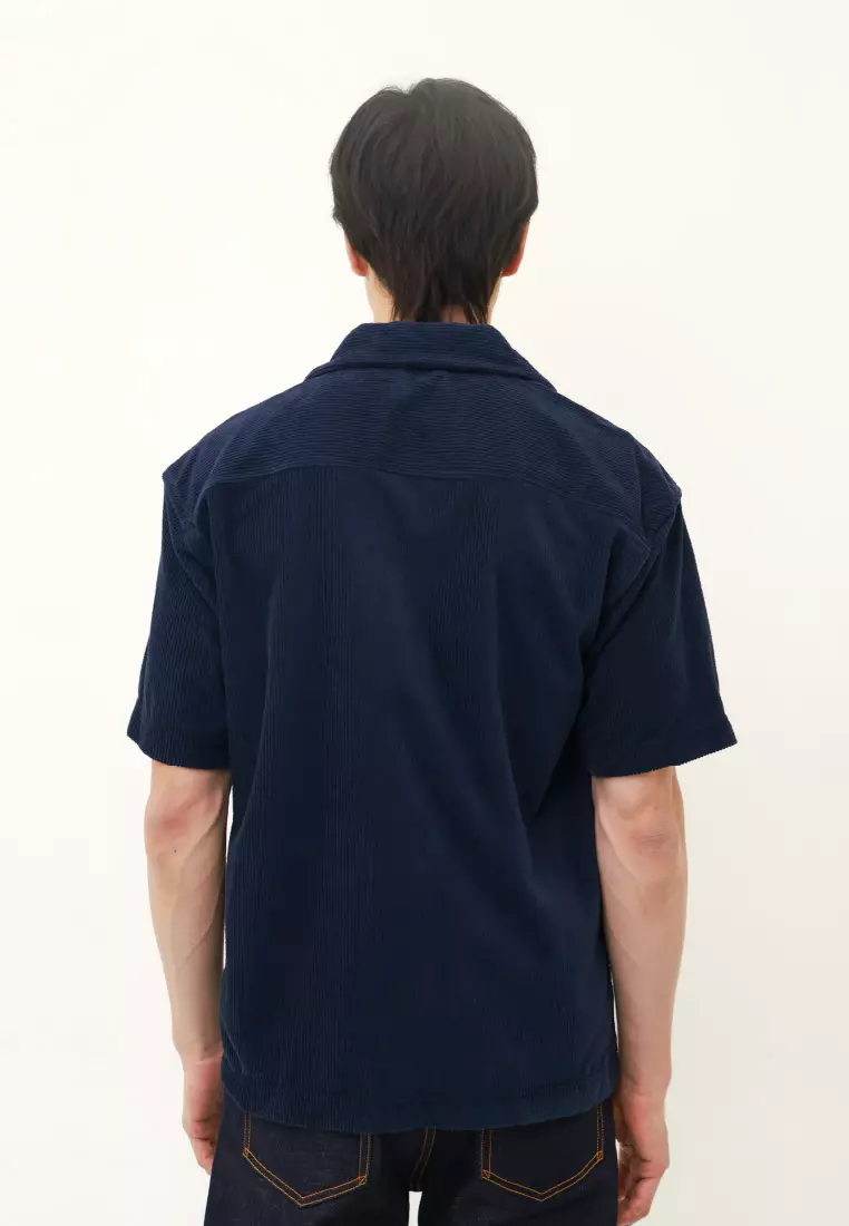 Used 1968 - Standard Kemeja Corduroy Pria Lengan Pendek Navy