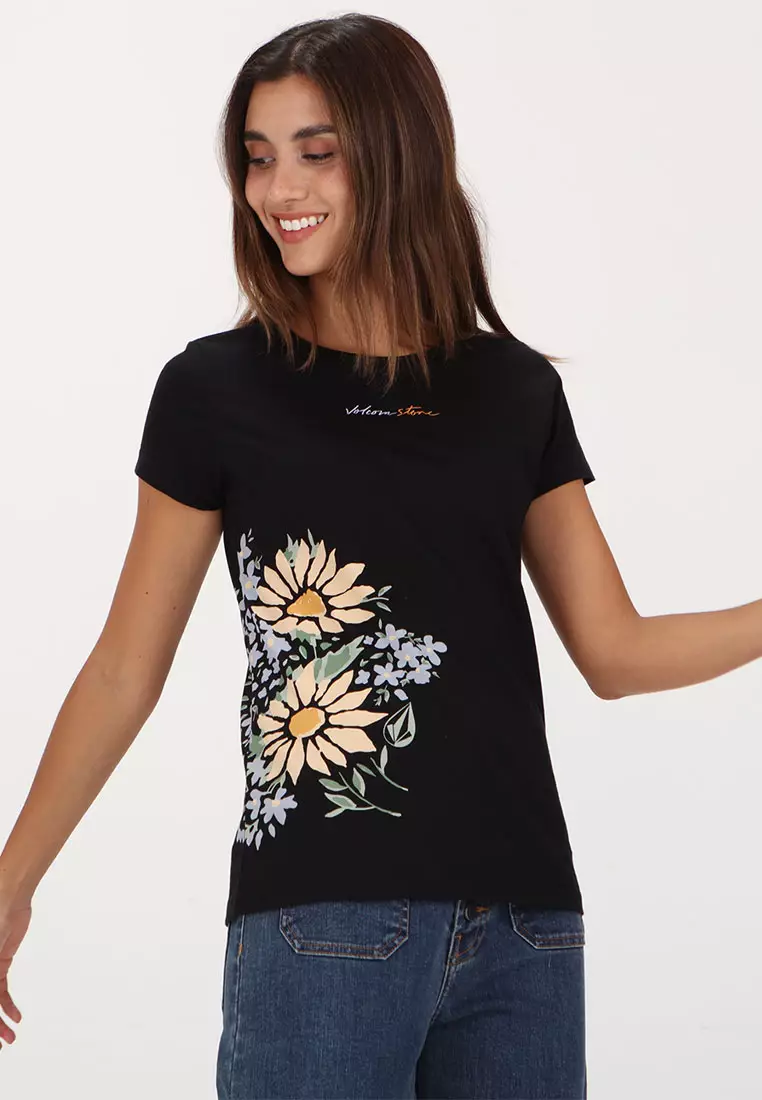 GST FLOWER SHOWER SHORT SLEEVE TEE BLK