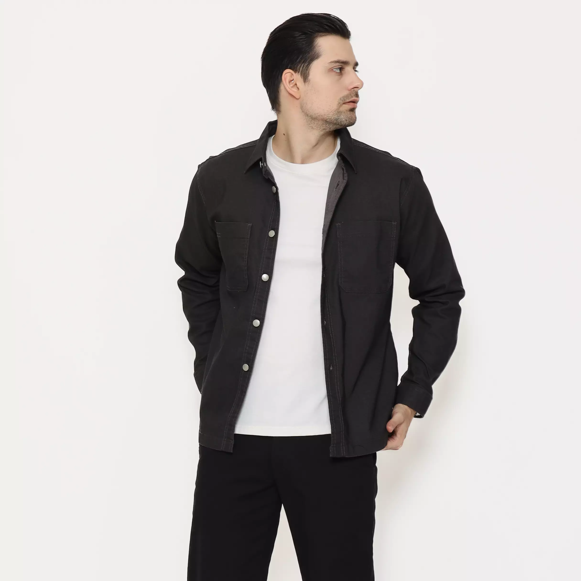 SCHOELLER JON-K6 Jaket Casual Pria Regular Fit Cotton Stretch Warna Grey