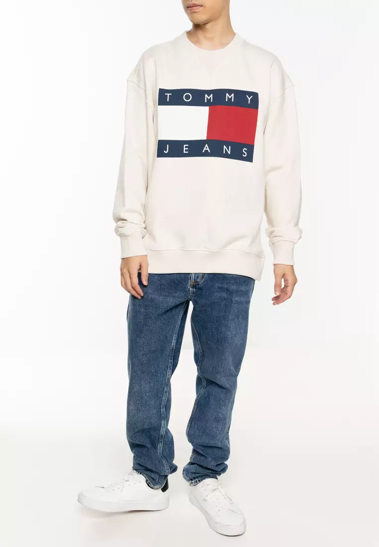 Buy Tommy Hilfiger Melange Flag Crew Sweatshirt Tommy Jeans