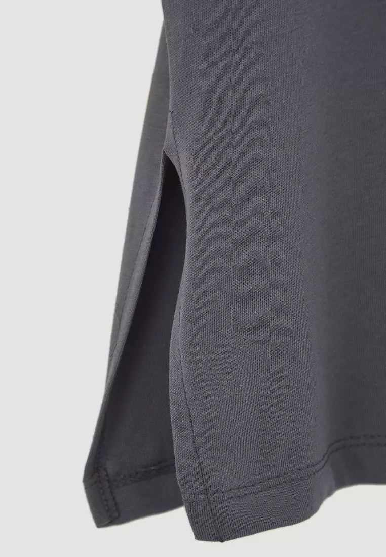 Anthracite Crew Neck 100% Cotton Knitted T-Shirt Tbbss23Bf00030