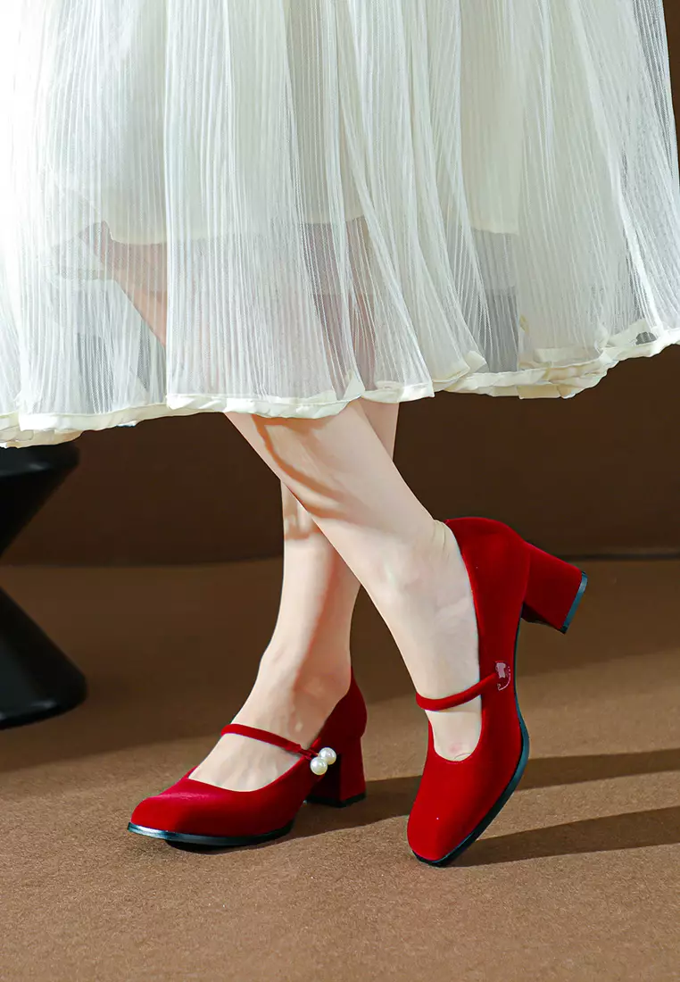 Buy Twenty Eight Shoes 5CM Pearl Strap Mary Jane Shoes BY599