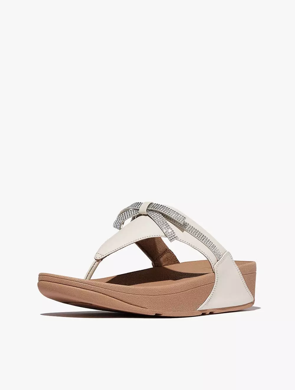 Fitflop Lulu Glitz-Bow Leather Toe-Post Sandals - Paris Beige