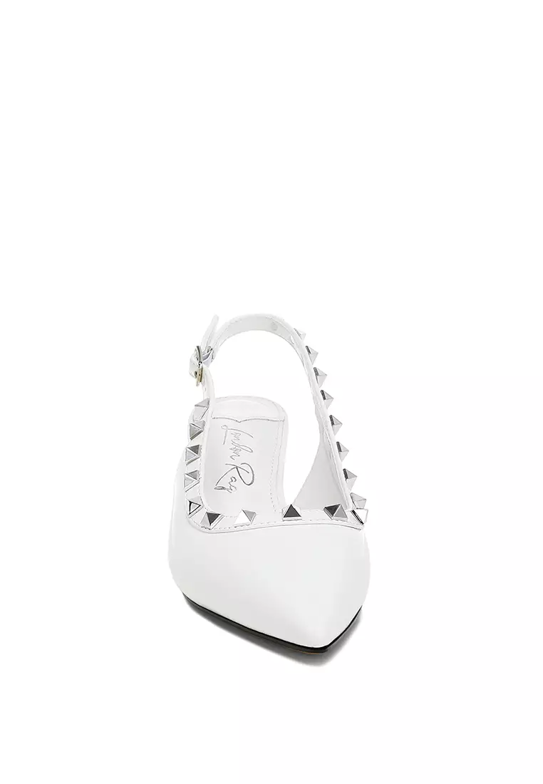 Sandal Slingback Berhiaskan Stud dalam Warna Putih
