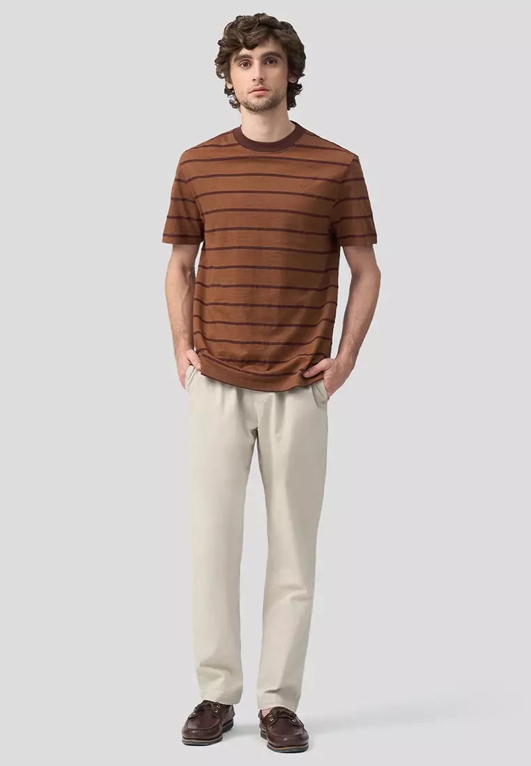 Regular Fit Stripe T-Shirt In Jacquard Knit