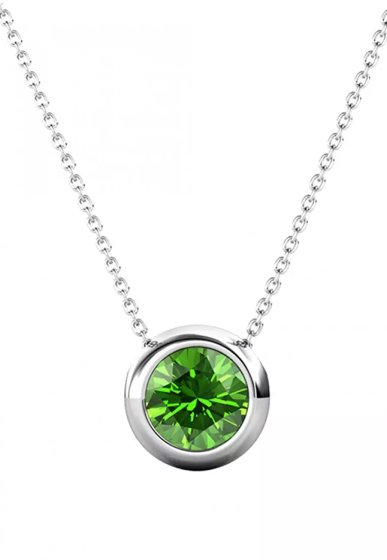 Birth Stone Moon Pendant August Peridot - Kalung Crystal Swarovski by Her Jewellery