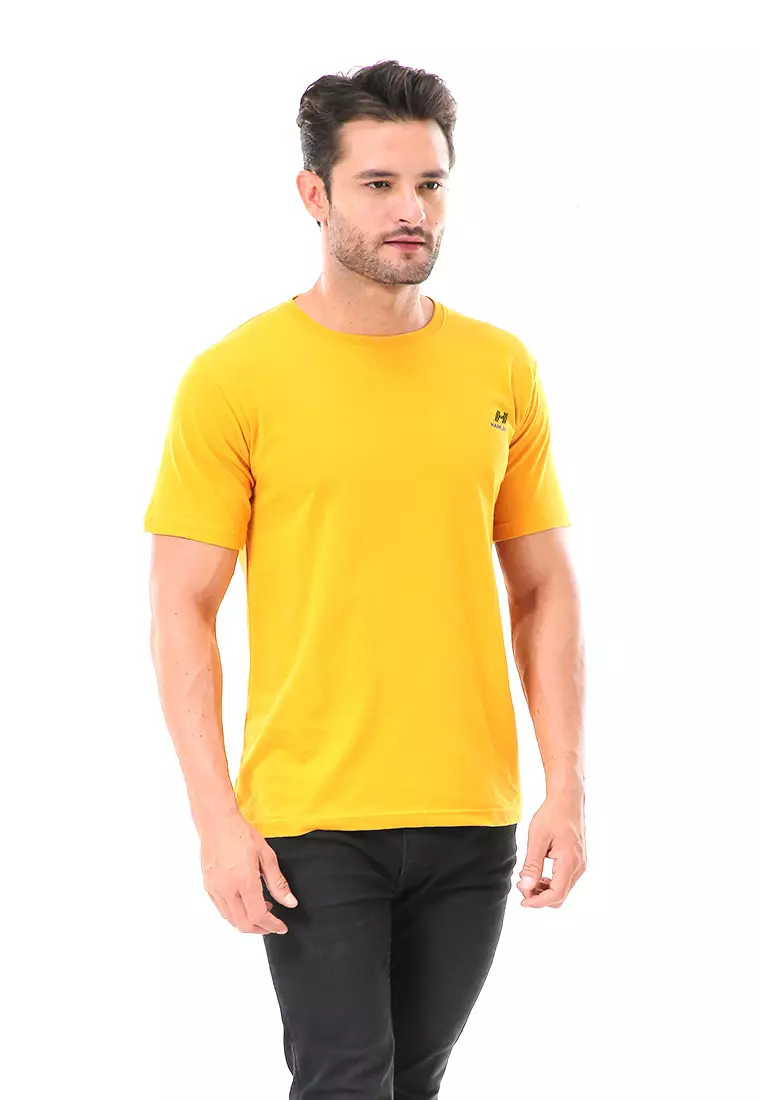 Aisley Atasan Pria Kaos Polos Lengan Pendek Casual T-Shirt Desain Simple Material Cotton ORIGINAL - Mustard