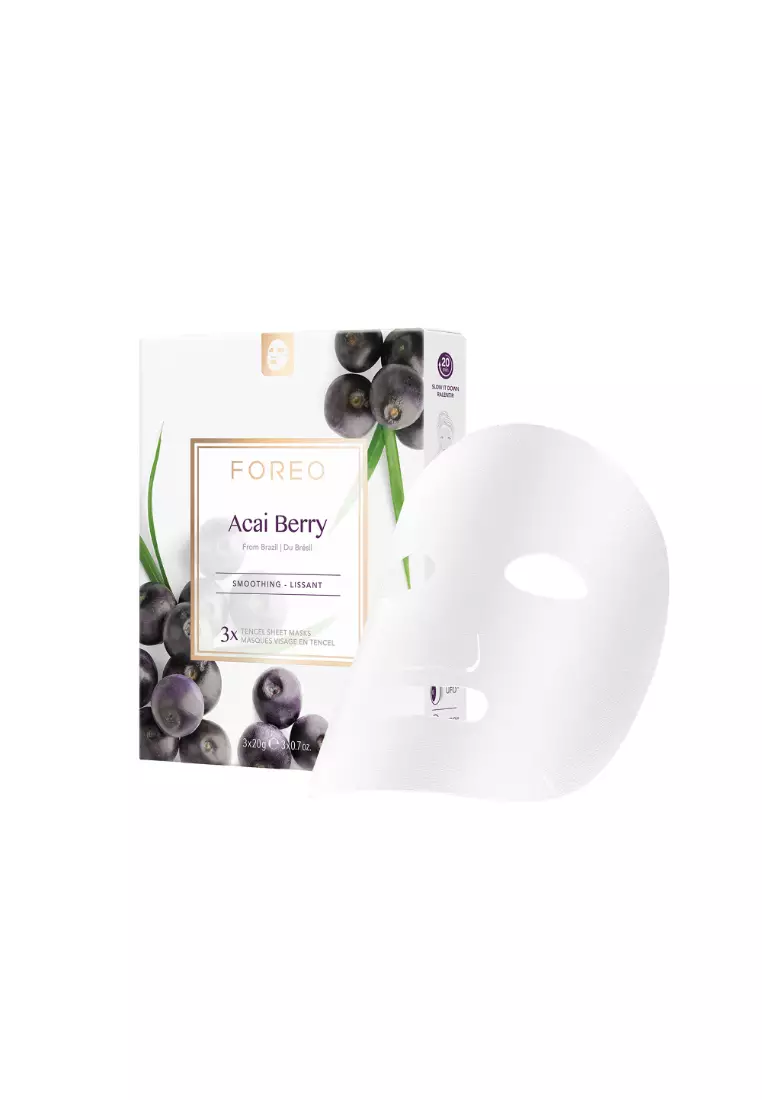 FOREO Sheet Mask Farm to Face Collection Facial Mask - Full Face Masks Packs | Beauty & Personal Care |For All Skin Types  | 3 pcs/pack | All Natural-Acai Berry