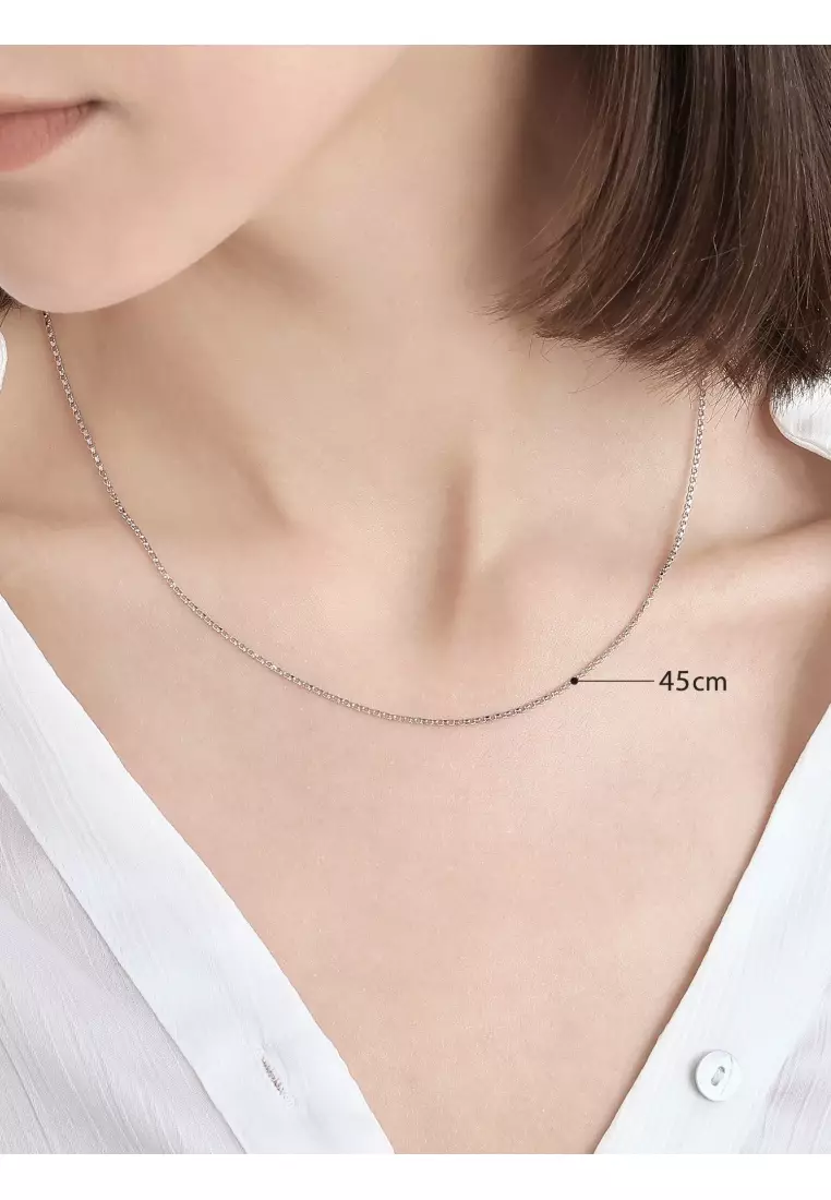 18K Solid White Gold Machinery Chain Necklace for Women 45cm 03820N
