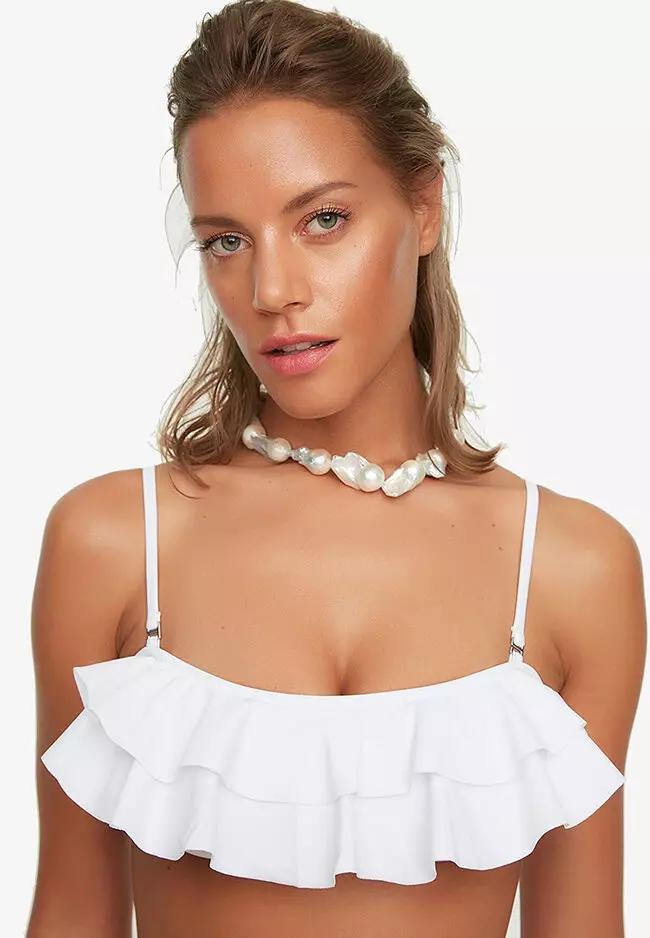 Ruffle deals top bikini