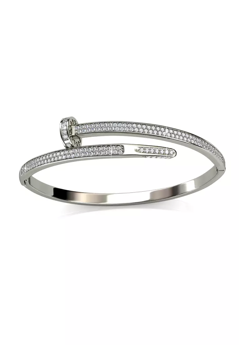Her Jewellery Knotty Nail Crystal Bangle - Luxury Crystal Embellishments plated with 18K Gold
