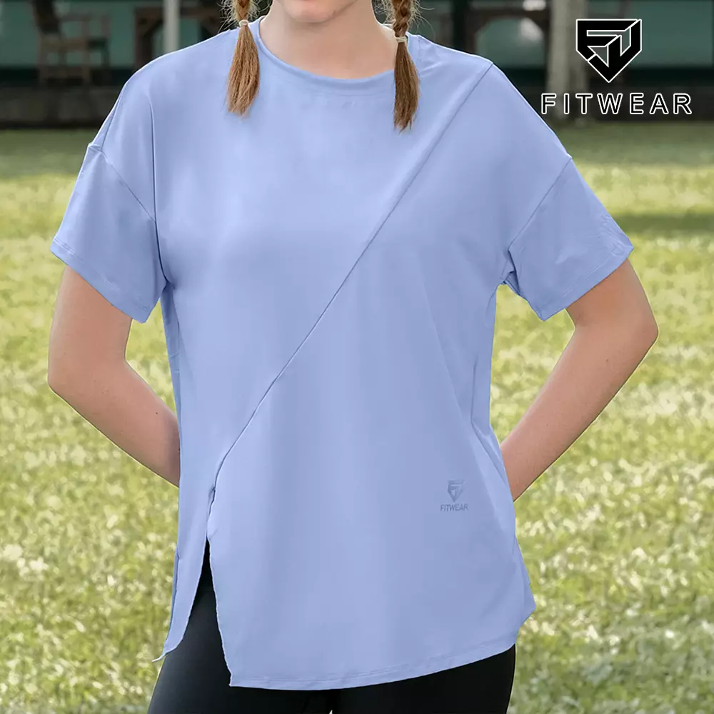 Fitwear Kaos Dryfit Oversize Olahraga Wanita ARIANA S/S SLIT - SOFT BLUE