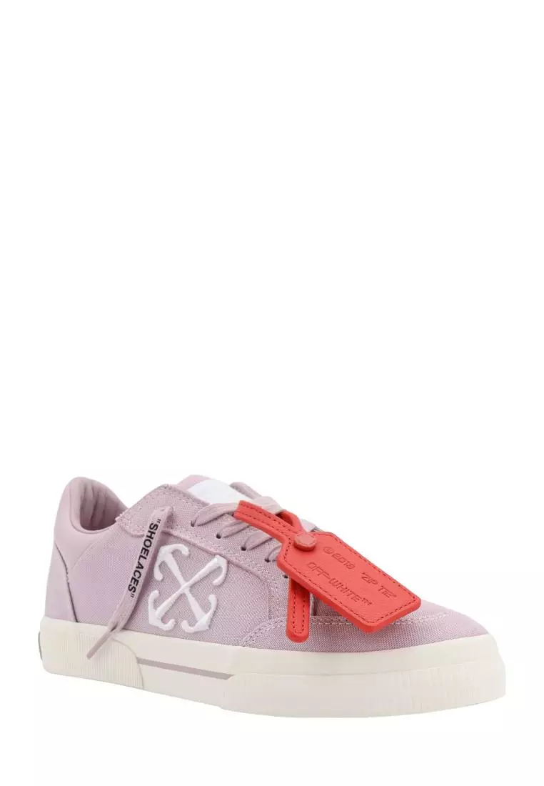 purple and white off white shoes