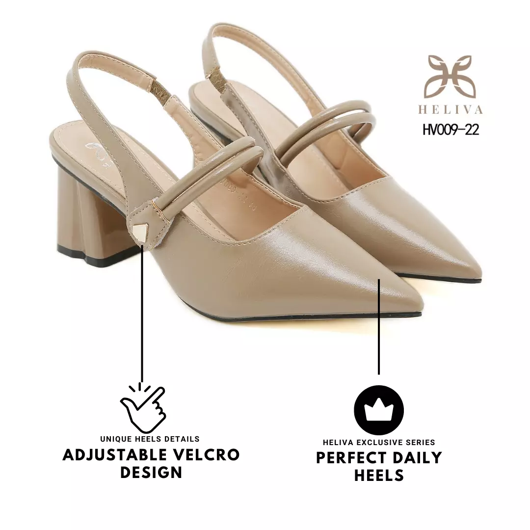 Heliva Vanice Elegant Slingback Pumps in Glossy Finish & Bold 7cm Heel HV009-22